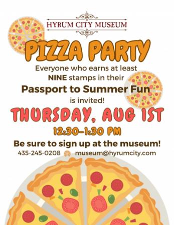 Passport Pizza Party, August 1, 12:30-1:30pm